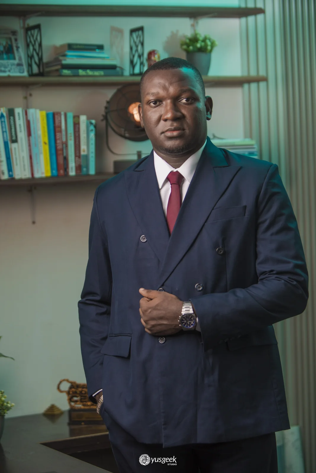 Navy suit portrait of David Jeng