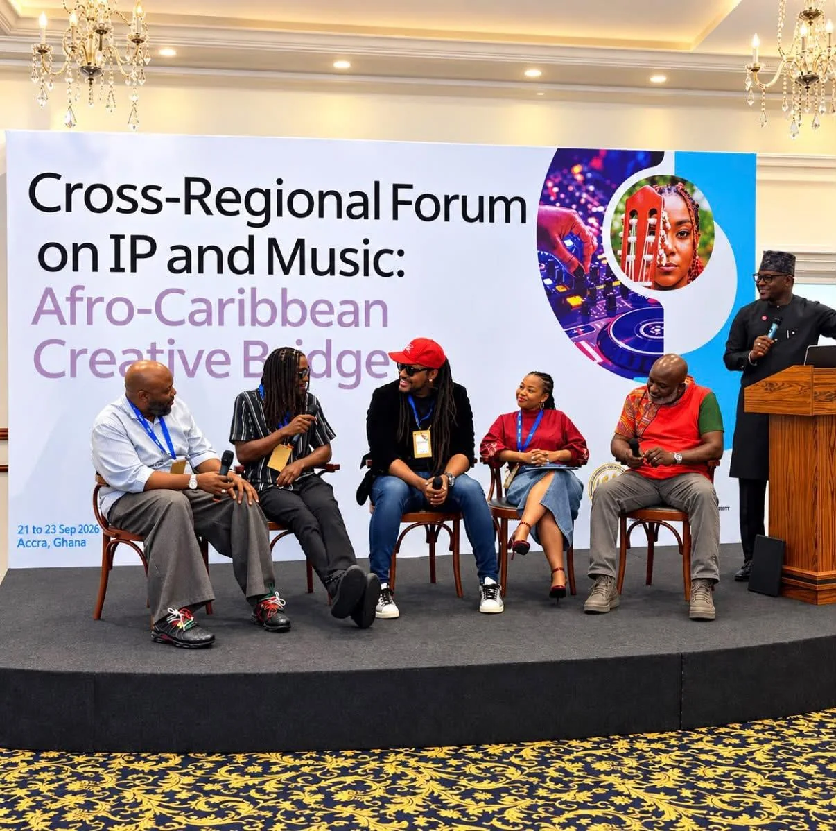 Panelists in discussion at the forum